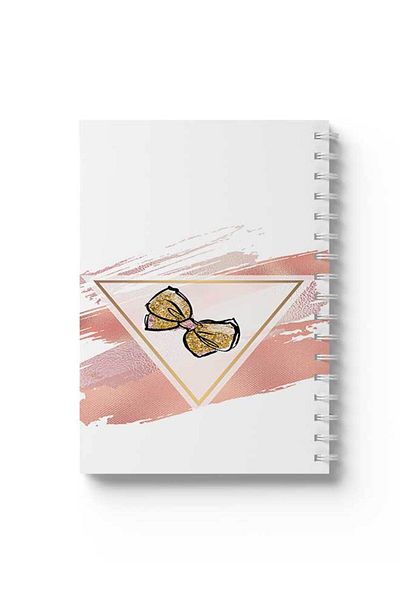 LOWHA Spiral Notebook with Front and Back Hard Covers Featuring Bow Design
