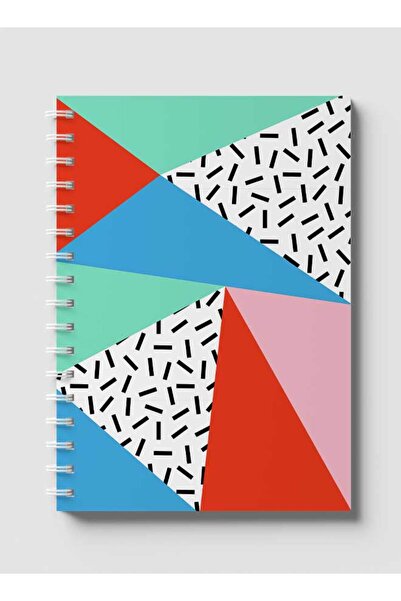 LOWHA دفتر ملاحظات حلزوني مع غلافين أمامي وخلفي صلبين بتصميم أشكال ملونة تجريدية