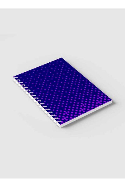 LOWHA Spiral Notebook with Front and Back Hard Covers Featuring Circular Halftone Purple Design