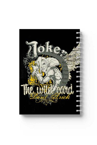 LOWHA Spiral Notebook with Front and Back Hard Covers Featuring Joker the Wild Card Design