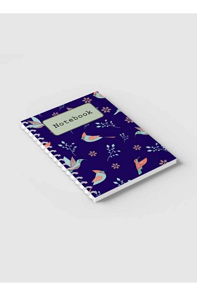 LOWHA Spiral Notebook with Front and Back Hard Covers Featuring Birds & Flower Design