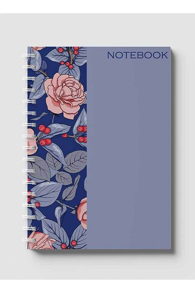 LOWHA Spiral Notebook with Front and Back Hard Covers Featuring Floral Cherry Design