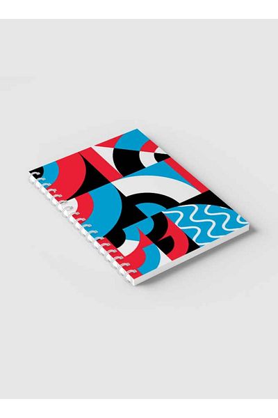 LOWHA Spiral Notebook with Front and Back Hard Covers Featuring Graphic Geometric Circles Design