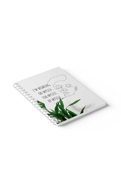 LOWHA Spiral Notebook with Front and Back Hard Covers Featuring I'm Working on Myself for Myself Design