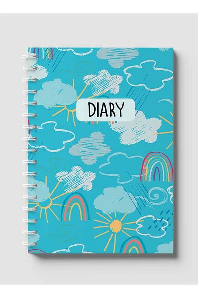 LOWHA Spiral Notebook with Front and Back Hard Covers Featuring Mixed Weather Doodle Design