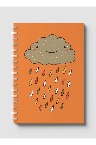 LOWHA Spiral Notebook with Front and Back Hard Covers Featuring Cloud & Rain Design