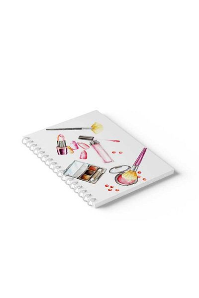 LOWHA Spiral Notebook with Front and Back Hard Covers Featuring Make Up Design