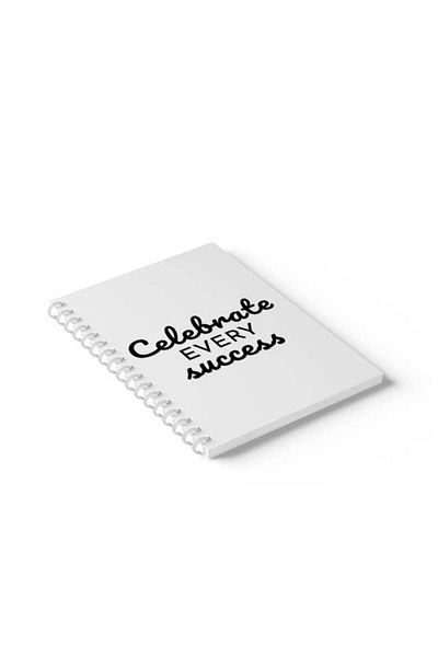 LOWHA Spiral Notebook with Front and Back Hard Covers Featuring Celebrate Every Success Design