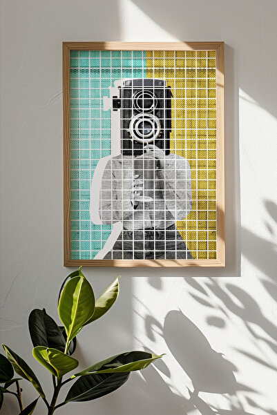 Artavessa لوحة Popart مربعة الشكل مخططة بإطار من الخشب الخام الحقيقي - موديل 2