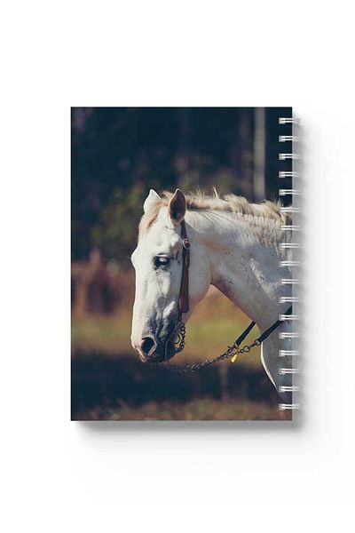 LOWHA Spiral Notebook with Front and Back Hard Covers Featuring Horse Design