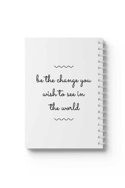 LOWHA Spiral Notebook with Front and Back Hard Covers Featuring Be the Change You Wish Design