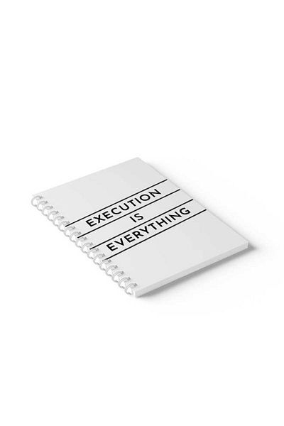 LOWHA Spiral Notebook with Front and Back Hard Covers Featuring Execution Is Everything Design