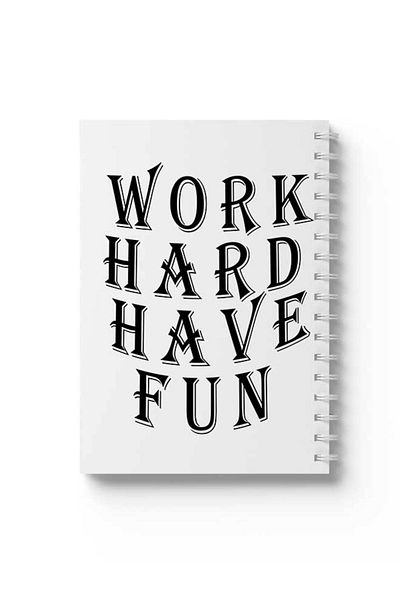 LOWHA Spiral Notebook with Front and Back Hard Covers Featuring Work Hard Have Fun Design