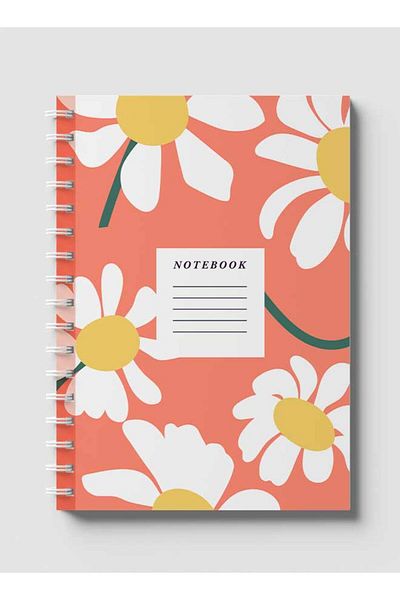 LOWHA Spiral Notebook with Front and Back Hard Covers Featuring Flower Design