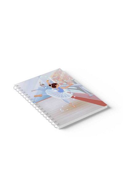 LOWHA Spiral Notebook with Front and Back Hard Covers Featuring Ballerina Design