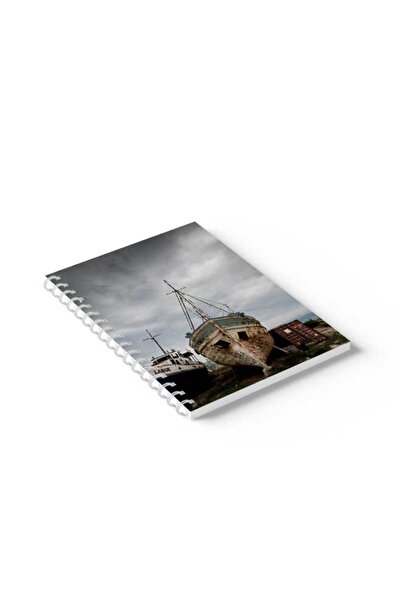 LOWHA دفتر ملاحظات حلزوني مع غلافين أمامي وخلفي صلبين بتصميم قارب قديم