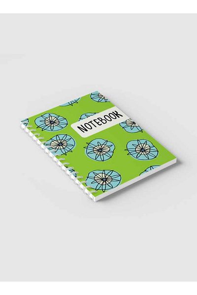 LOWHA Spiral Notebook with Front and Back Hard Covers Featuring Notebook Hippie Flowers Design