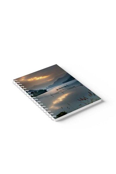 LOWHA Spiral Notebook with Front and Back Hard Covers Featuring Lake Design