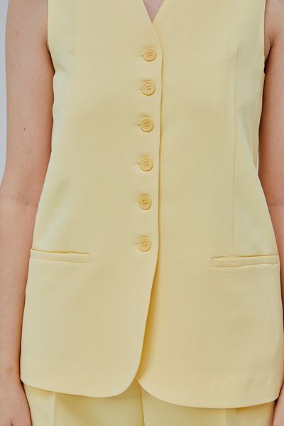 Bolivente Yellow Buttoned Regular Lined Woven Vest