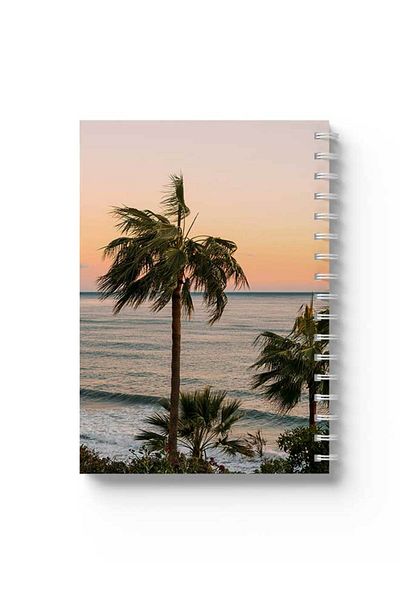 LOWHA Spiral Notebook with Front and Back Hard Covers Featuring Palm Beach Design