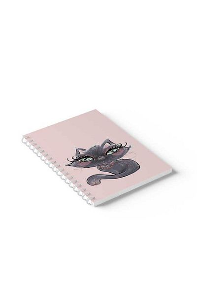 LOWHA Spiral Notebook with Front and Back Hard Covers Featuring Cat Design