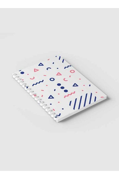 LOWHA Spiral Notebook with Front and Back Hard Covers Featuring Modern Mix Shapes Design