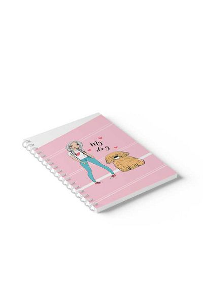 LOWHA Spiral Notebook with Front and Back Hard Covers Featuring My Dog Design