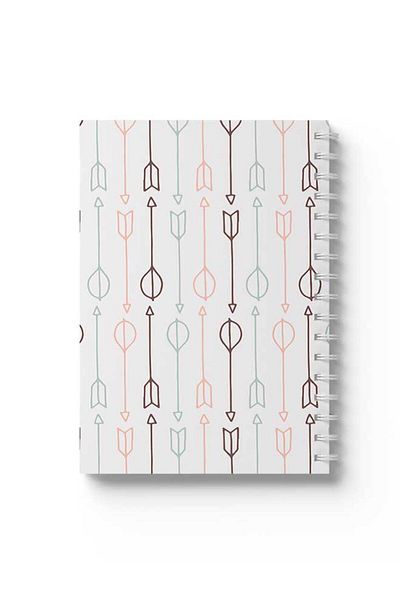 LOWHA Spiral Notebook with Front and Back Hard Covers Featuring Arrows Design