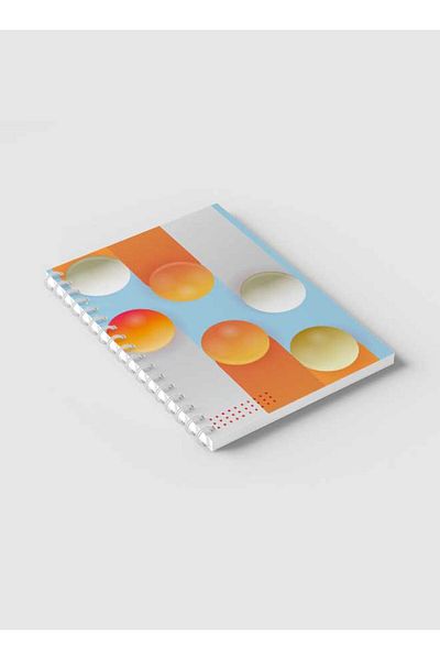 LOWHA Spiral Notebook with Front and Back Hard Covers Featuring Circular Shapes & Gradient Design