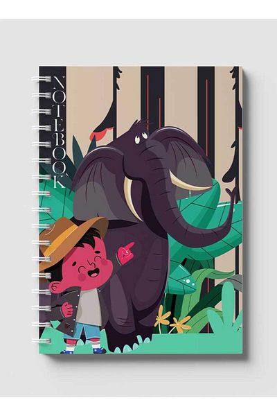 LOWHA Spiral Notebook with Front and Back Hard Covers Featuring Classical Theme Safari Design