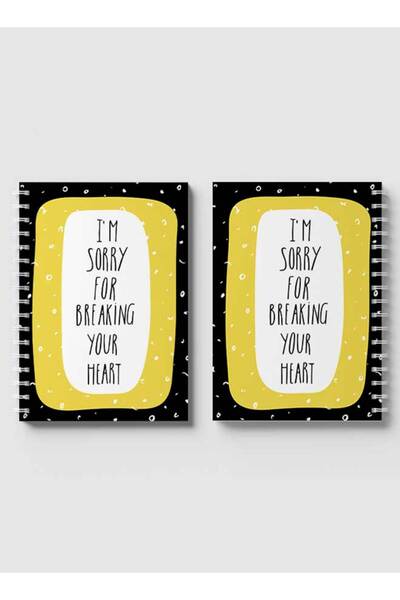 LOWHA دفتر ملاحظات حلزوني مع غلافين أمامي وخلفي صلبين، يتميز بنص "أنا آسف" وتصميم "دودل"