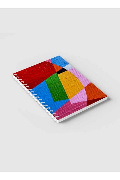 LOWHA Spiral Notebook with Front and Back Hard Covers Featuring Brick Wall Design