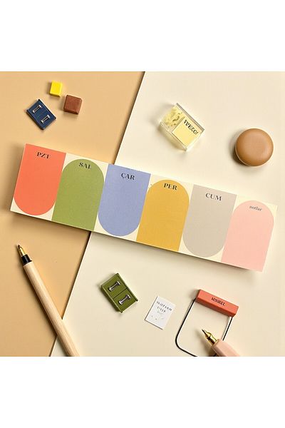 Fark Tanıtım Colorful Weekly Table Planner |   Under Keyboard Notepad – 80 Sheets, 90 Gr Ivory Paper, 8X30 cm