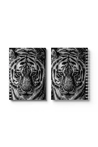 LOWHA دفتر ملاحظات حلزوني مع غلافين أمامي وخلفي صلبين بتصميم نمر