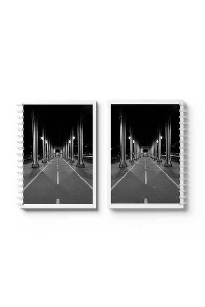 LOWHA دفتر ملاحظات حلزوني مع غلافين أمامي وخلفي صلبين بتصميم Night Road