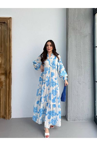 JESSE STORY Women's Hijab Dress Modal Fabric Floral Pattern Dress