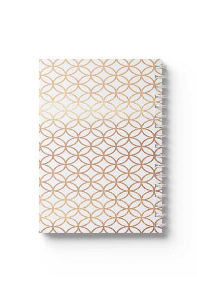 LOWHA Spiral Notebook with Front and Back Hard Covers Featuring Shapes Design