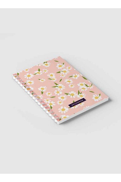 LOWHA Spiral Notebook with Front and Back Hard Covers Featuring Flower Design
