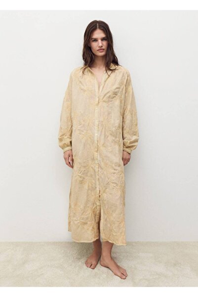 MANGO Woman Overdyed işlemeli pamuklu gecelik