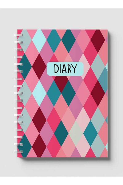 LOWHA Spiral Notebook with Front and Back Hard Covers Featuring Seamlesss Rhombuses Design