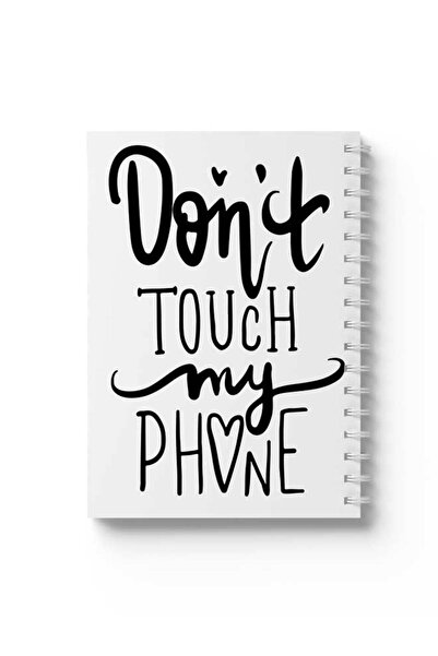 LOWHA دفتر ملاحظات حلزوني مع غلافين أمامي وخلفي صلبين بتصميم "لا تلمس هاتفي"