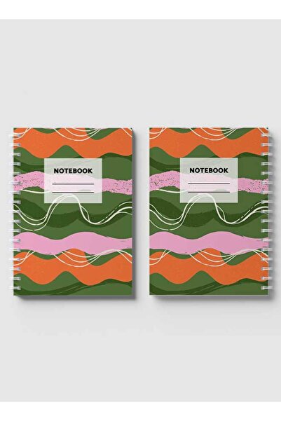 LOWHA Spiral Notebook with Front and Back Hard Covers Featuring Cover with Lines & Shapes Design