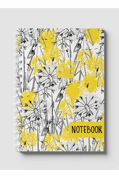 LOWHA Spiral Notebook with Front and Back Hard Covers Featuring Dandelions Design