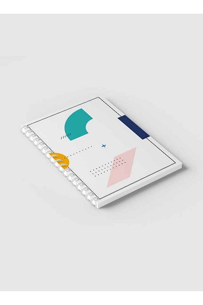 LOWHA Spiral Notebook with Front and Back Hard Covers Featuring Geometric Design