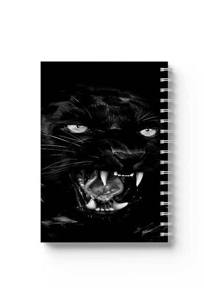 LOWHA Spiral Notebook with Front and Back Hard Covers Featuring Black Panther Design