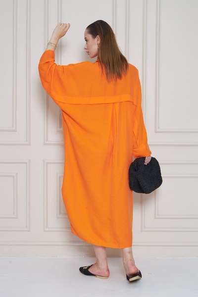 NEW LAVİVA Women's Oversized Long Loose Linen Shirt Dress - 700-3282