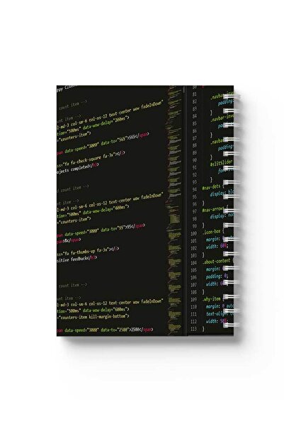 LOWHA دفتر ملاحظات حلزوني مع غلافين أمامي وخلفي صلبين بتصميم برمجي