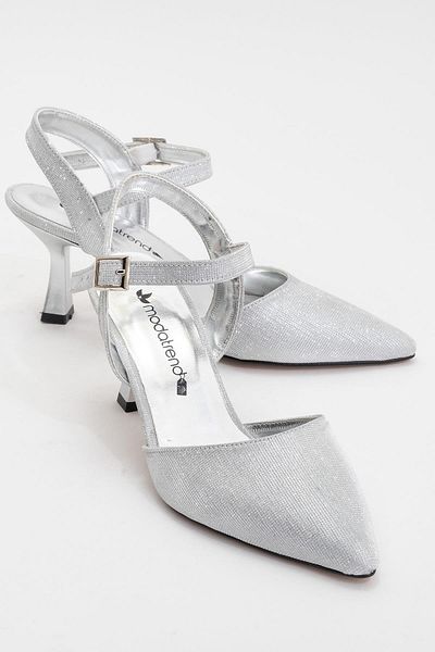 CCWAY AYAKKABI Women's High Heel Shoes Silver Glitter