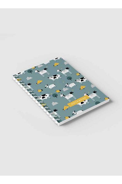 LOWHA Spiral Notebook with Front and Back Hard Covers Featuring Animals Illustration Design