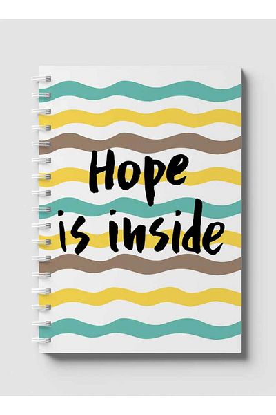 LOWHA Spiral Notebook with Front and Back Hard Covers Featuring Hope is Inside Doodle Lines Design